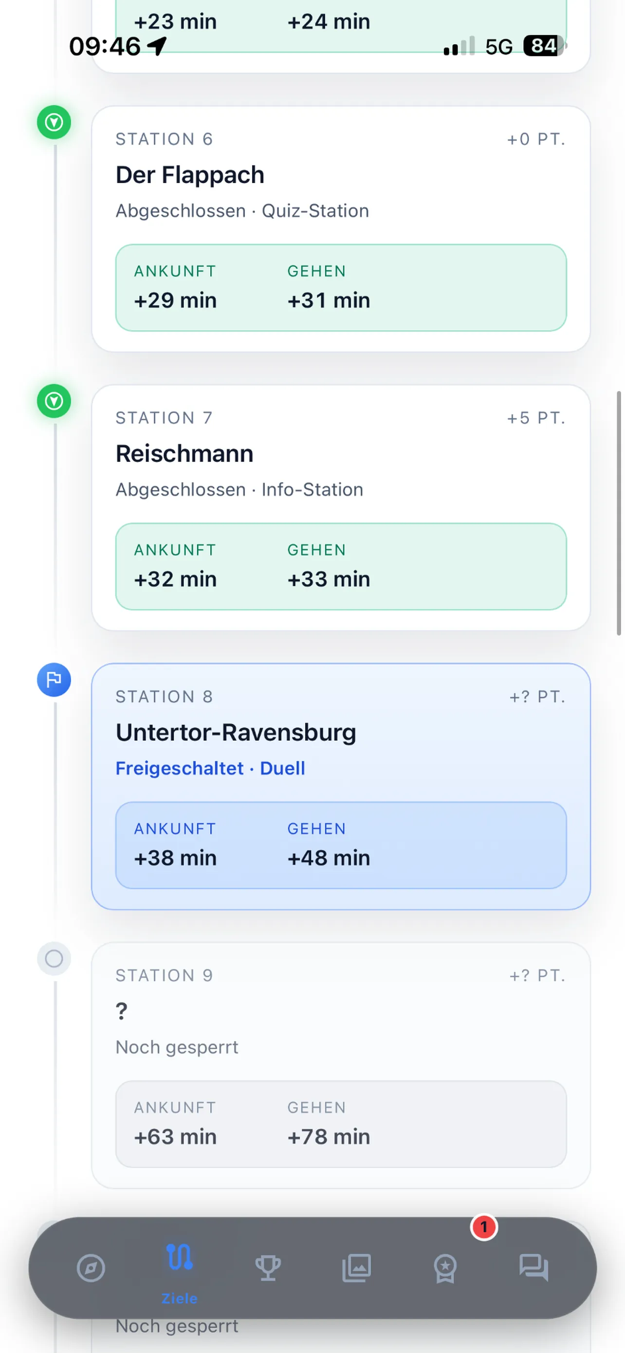 Tracking stations and game progress